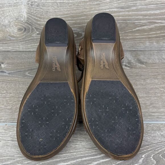 Dansko Caroline Women’s Sz 9.5-10/EU 40 Brown Leather Slingback Floral Sandals - Picture 7 of 10